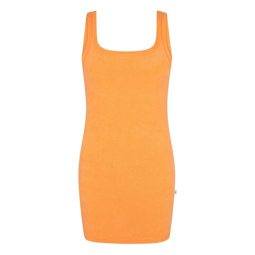 Araminta James Terry Vacay Mini Dress S Papaya Orange Square Neck Coastal Resort